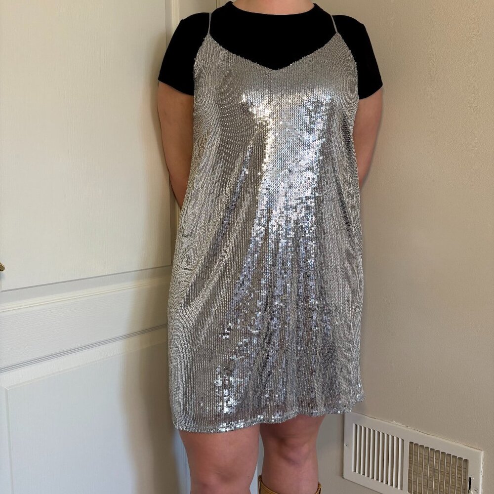 Silver sequined mini dress
